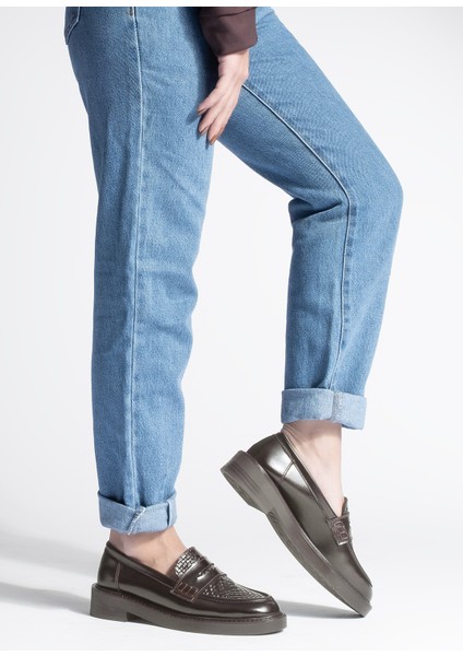Kadın Loafer Makosen Desenli Günlük Ayakkabı Vebul Kahve fırsatları