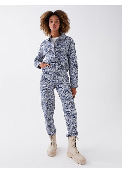 Yeni Sezon Standart Fit Desenli Kadın Pantolon