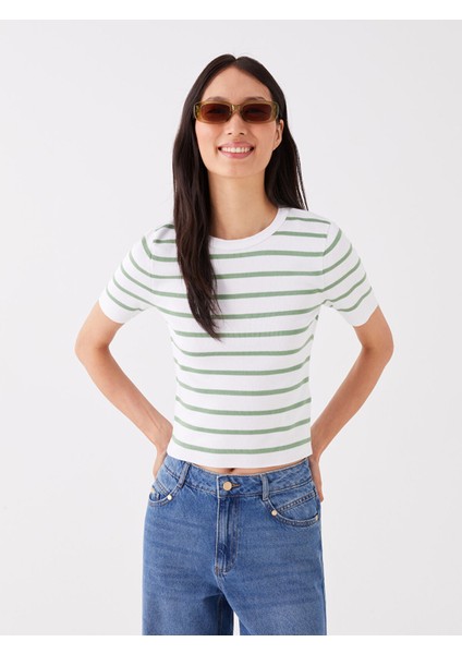 Yeni Sezon Bisiklet Yaka Çizgili Kısa Kollu Kadın Triko Kazak fiyatları