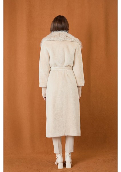 Kadın Çift Yakalı Kuşaklı Angora Kaban 15229 fırsatları