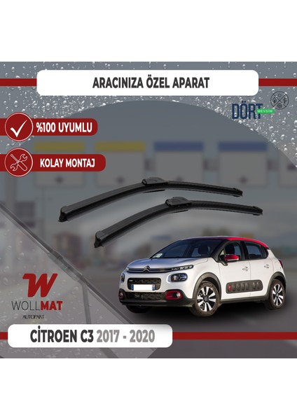 Citroen C3 Aircross Silecek 2017-2022 Silecek Takımı Araca Özel