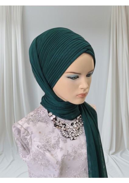 Zümrüt Yeşili Sevda Model Hazır Türban Hazır Şal Abiye Şal modelleri