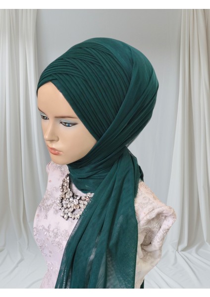 Zümrüt Yeşili Sevda Model Hazır Türban Hazır Şal Abiye Şal fırsatları