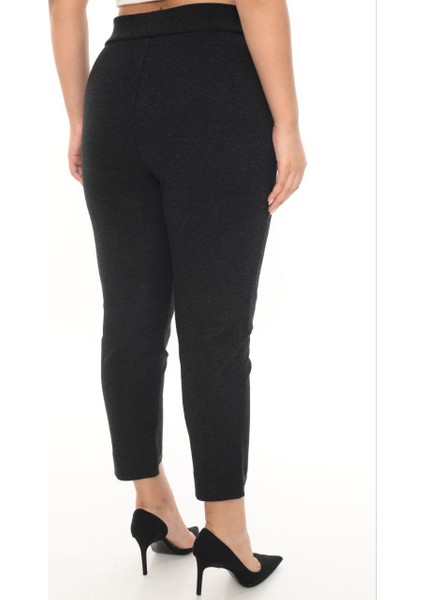 Büyük Beden Lastikli Yüksek Bel Likralı Boru Paça Toparlayıcı Taşlı Kaşmir Kadın Kalın Kışlık Pantolon modelleri