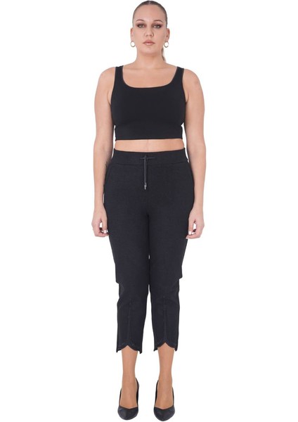 Büyük Beden Lastikli Yüksek Bel Likralı Boru Paça Toparlayıcı Taşlı Kaşmir Kadın Kalın Kışlık Pantolon fırsatları