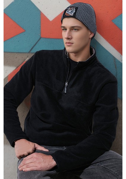 Slim Fit Anti-Pilling Tüylenme Yapmayan Bato Yaka Kışlık Şardonlu Polar Erkek Polar 5906001