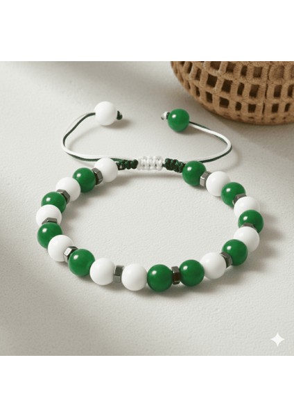 Makrome Örgülü Küre Kesim Yeşil Beyaz Jade Hematit Doğaltaş Erkek Taraftar Bileklik fırsatları