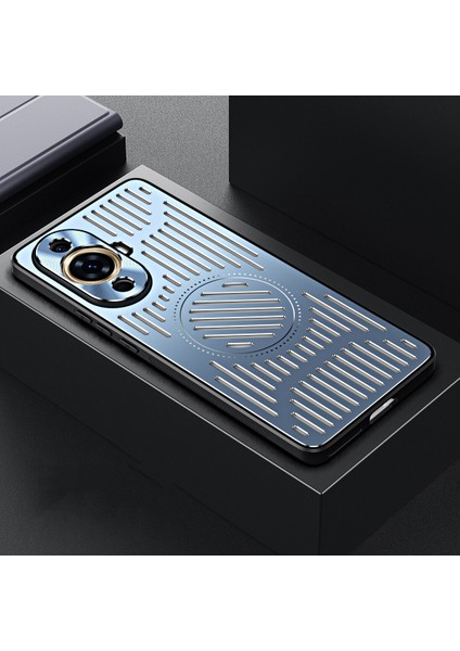 Huawei Nova 11 Kılıfı, Manyetik Metal Isı Dağıtıcı Koruyucu Kılıf-Mavi (Yurt Dışından)