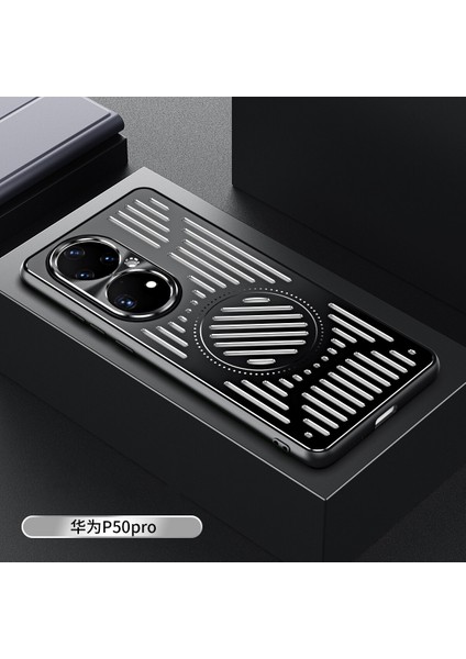 Huawei P50 Pro Kılıfı, Manyetik Metal Isı Dağıtıcı Koruyucu Kılıf-Siyah (Yurt Dışından)