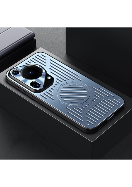 Huawei Pura 70 Ultra Kılıfı, Manyetik Metal Isı Dağıtıcı Koruyucu Kılıf-Mavi (Yurt Dışından)
