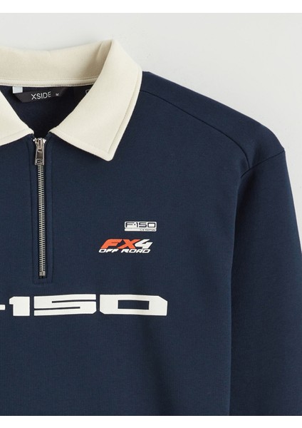 Yeni Sezon Polo Yaka Ford Baskılı Erkek Sweatshirt modelleri