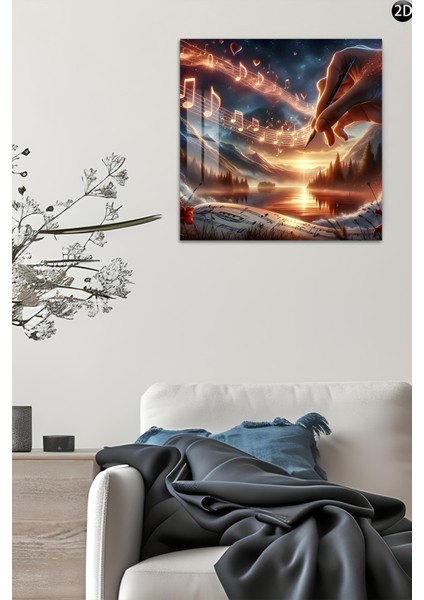 3D Görünümlü Temperli Cam Tablo – Müzik ve Gün Batımı Temalı Uv Baskı 33X33 CM-CTK139 indirimleri