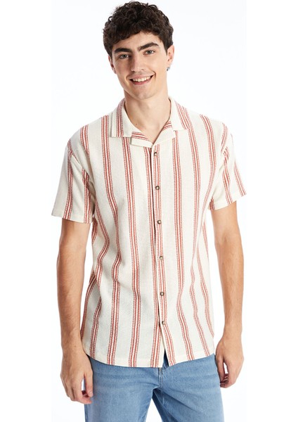 Yeni Sezon Slim Fit Kısa Kollu Çizgili Erkek Gömlek