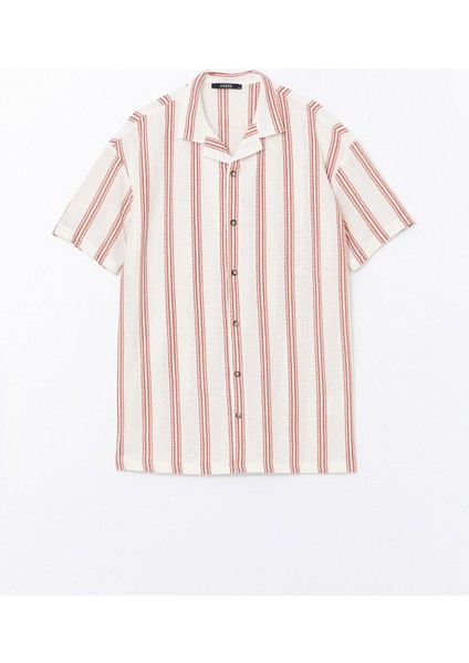 Yeni Sezon Slim Fit Kısa Kollu Çizgili Erkek Gömlek indirimleri