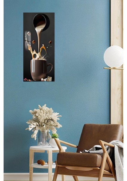 3D Görünümlü Temperli Cam Tablo – Sütlü Kahve Sıçrama Temalı Uv Baskı 30X60 cm - DCT134 modelleri