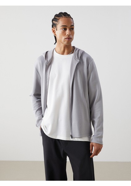 Yeni Sezon Kapüşonlu Uzun Kollu Erkek Fermuarlı Sweatshirt