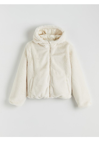 Yeni Sezon Kapüşonlu Kız Çocuk Suni Kürk Kaban