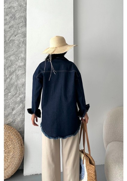 Lvsqvr Cepli Püsküllü Kar Yıkama Kot Ceket Koyu Mavi D2515 (Beden: M) modelleri