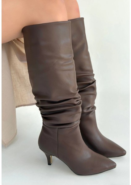 Nrtmsa Zelya Kahverengi Cilt Topuklu Çizme (Numara: 38) modelleri