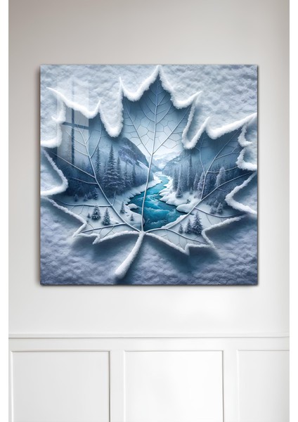 3D Görünümlü Temperli Cam Tablo – Kış Temalı Kar Yaprağı Manzara Uv Baskı 33X33 CM-CTK121 fiyatları