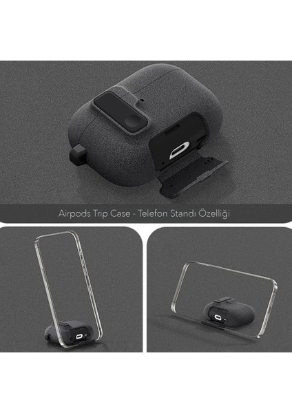 Apple Airpods Pro 3. Nesil ile Uyumlu Kılıf Standlı Kilitli Tpu Premium Matte Trip Case fırsatları