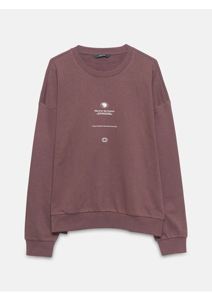 Yeni Sezon Standart Kalıp Bisiklet Yaka Baskılı Erkek Kalınsweatshirt