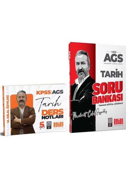 2026 Ags Tarih Ders Notu + Soru Bankası Tamamı Çözümlü 2 Li Set Retro Yayıları