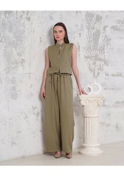 Lvsqvr Broşlu Yelek Pantolon Takım Haki S255821 (Beden: S)
