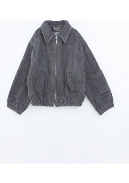 Yeni Sezon Gömlek Yaka Kız Çocuk Kaşe Mont