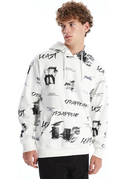Yeni Sezon Uzun Kollu Baskılı Erkek Kalın Hoodie