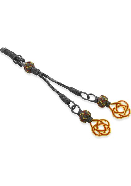 Sarı Kırmızı Renk 1000 Ayar Gümüş 2 Li Taraftar Kazaz Püskül