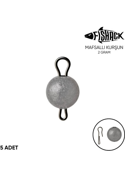 Mafsallı Kurşun - Hareketli Iğne Kurşunu - Fishack - 2 Gram - 5'li Paket