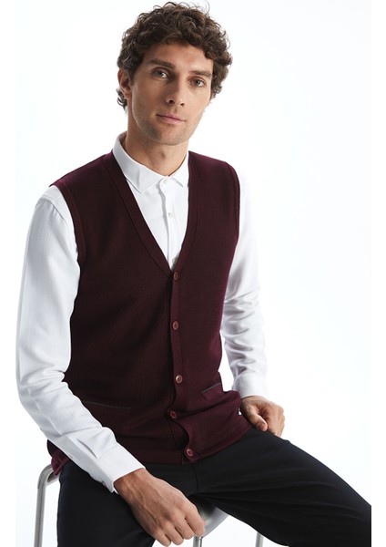 Yeni Sezon Standart Kalıp V Yaka Erkek Triko Yelek