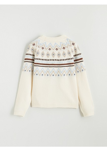 Yeni Sezon Bisiklet Yaka Desenli Kız Çocuk Triko Kazak modelleri