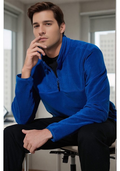 Slim Fit Anti-Pilling Tüylenme Yapmayan Bato Yaka Kışlık Şardonlu Polar Erkek Polar 5906001