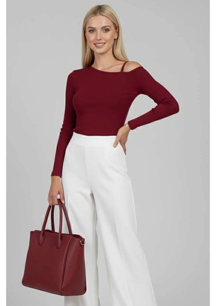 Lvsqvr Tek Omuz Ipli Bluz Bordo T4328 (Beden: L)