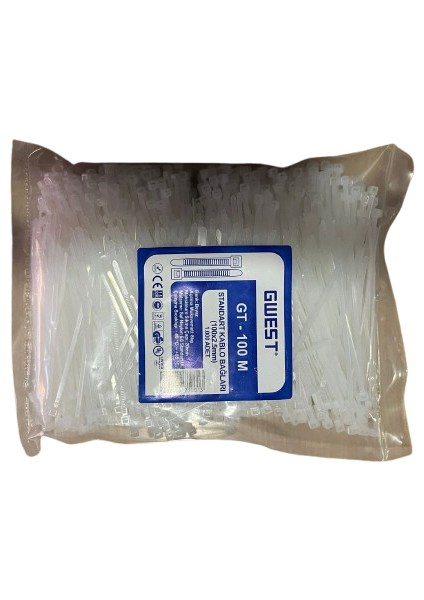 GT-100 M Standart Kablo Bagları 100X2,5MM 1000 Adet Beyaz