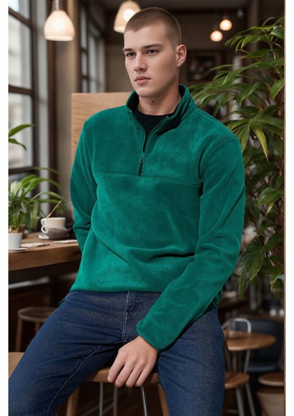 Slim Fit Anti-Pilling Tüylenme Yapmayan Bato Yaka Kışlık Şardonlu Polar Erkek Polar 5906001