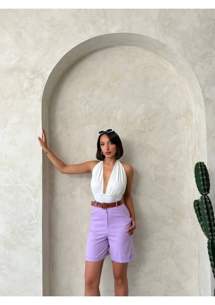 Lvsqvr Kemerli Gabardin Şort Lila S25735 (Beden: M) fırsatları