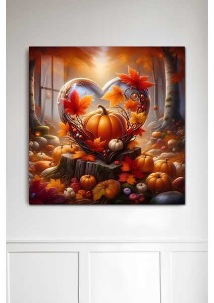 3D Görünümlü Temperli Cam Tablo – Sonbahar Kalp ve Balkabağı Temalı Uv Baskı 33X33 CM-CTK109 fiyatları