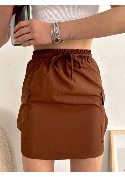 Lvsqvr Kargo Cep Ince Paraşüt Etek Kahve S241019 (Beden: L)