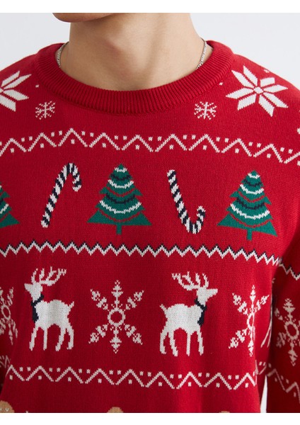 Yeni Sezon Bisiklet Yaka Yılbaşı Temalı Erkek Triko Kazak modelleri