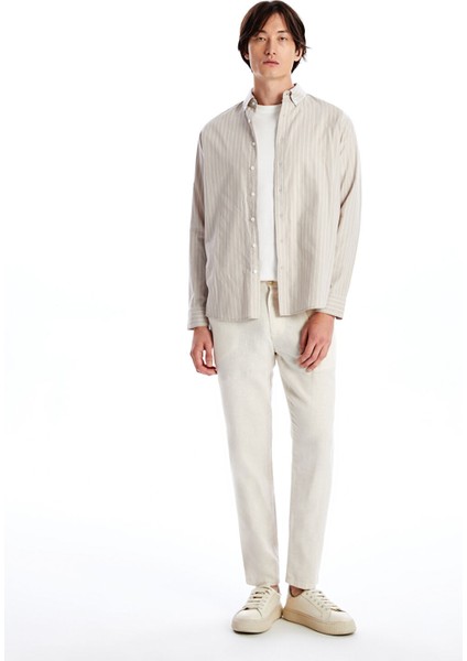 Yeni Sezon Regular Fit Uzun Kollu Çizgili Poplin Erkek Gömlek fiyatları