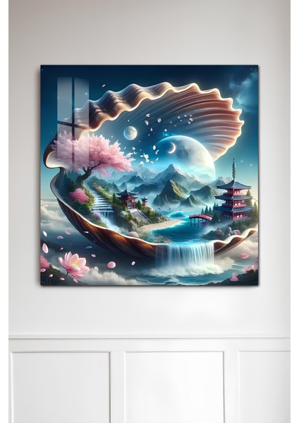 3D Görünümlü Temperli Cam Tablo – Zen Manzara ve Istiridye Şelale Temalı Uv Baskı 33X33 CM-CTK102 fiyatları