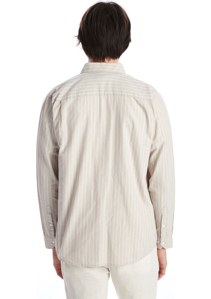 Yeni Sezon Regular Fit Uzun Kollu Çizgili Poplin Erkek Gömlek fırsatları