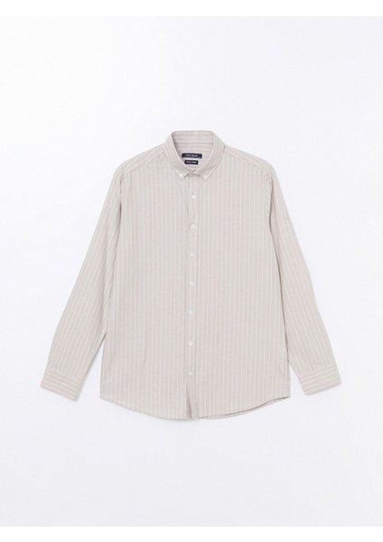 Yeni Sezon Regular Fit Uzun Kollu Çizgili Poplin Erkek Gömlek indirimleri