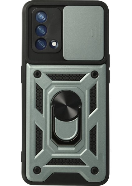 Oppo A74 4g Kılıf Pars Lens Yüzüklü Silikon - Yeşil