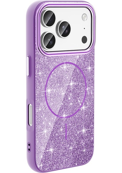 Apple iPhone 17 Pro Max Kılıf M-Safe Şarj Özellikli Parlayan Simli Zr-Okso modelleri