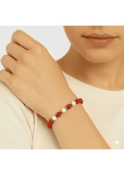 Gold Renk Metal Zincirli Küre Kesim Kırmızı Beyaz Jade Akik Hematit Doğaltaş Kadın Taraftar Bileklik modelleri