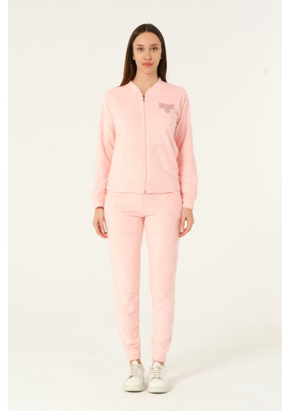 Fermuarlı Taş Detaylı Uzun Kollu Cepli Slim Fit Soft Polar Eşofman Takımı fiyatları